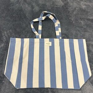 Sezane Striped Tote in Blue and Cream